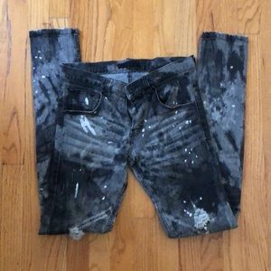 Glamour Paint Stained Distressed High Waist Jeans